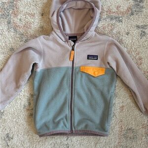 Patagonia Kids' Fleece Zip Hoodie in Lilac and Green